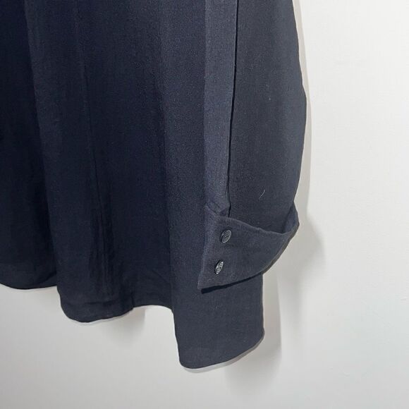 NWT Habitat Clothes To Live In Crinkle Black Button Front Swing Blouse Sz L/XL - Picture 3 of 8